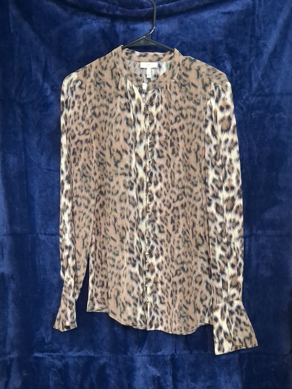 Joie Leopard-Print Button Down Blouse in Tan and Brown